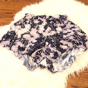 Loveshackfancy shorts in blue silk print
